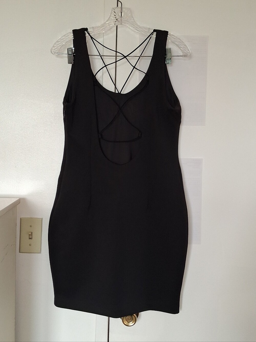 Guess Black Strappy Criss-Cross Mini Dress SzL/M